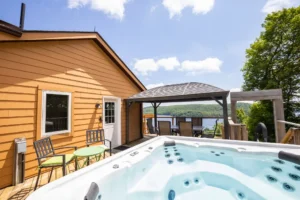 Winter cottage games room with pool table, basketball arcade game, and recreational amenities